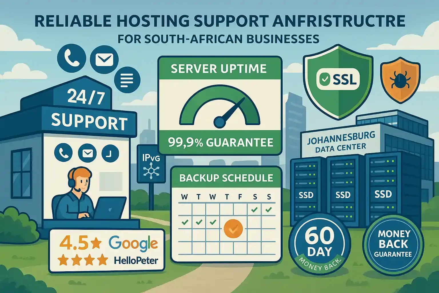Illustrating reliable hosting support and infrastructure for South African businesses